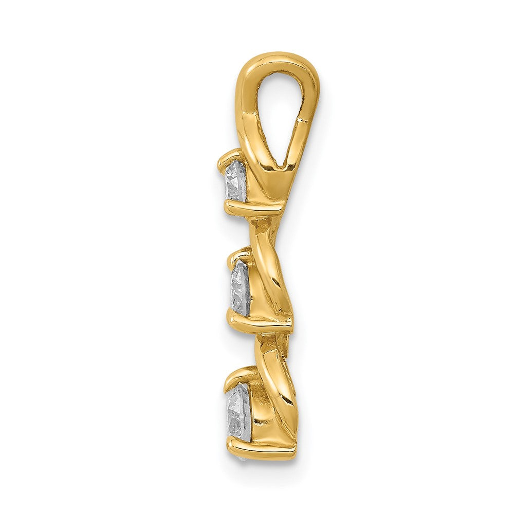 14k Complete 1/2 carat Three-stone AAA Diamond Criss-Cross Chain Slide