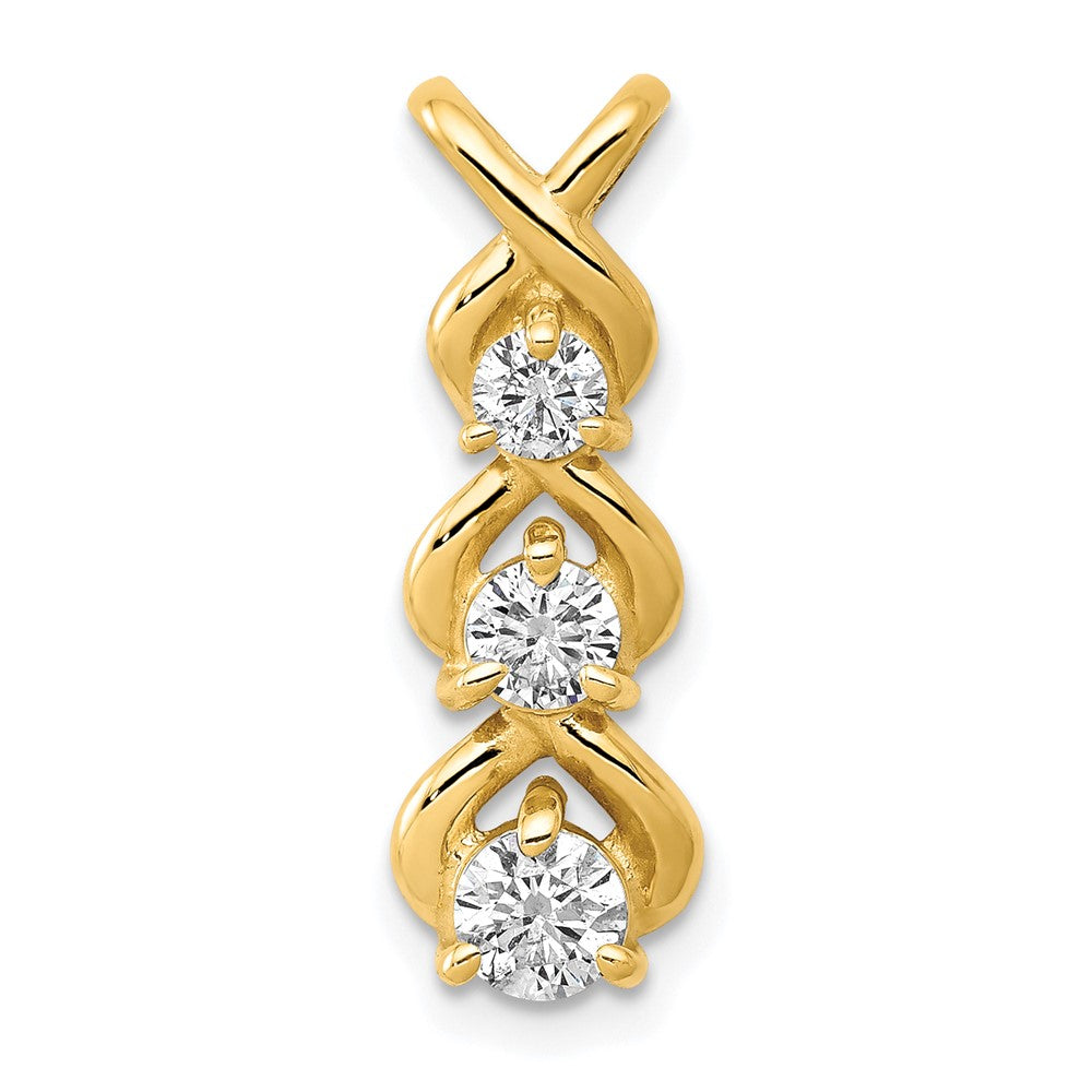 14k Complete 1/2 carat Three-stone AA Diamond Criss-Cross Chain Slide