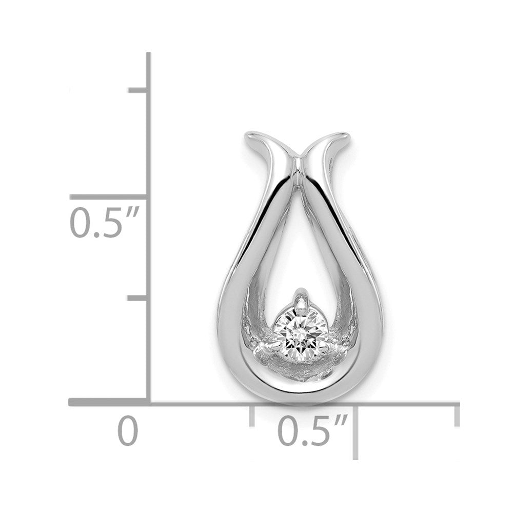14k White Gold Complete A Diamond Teardrop-Shape Chain Slide