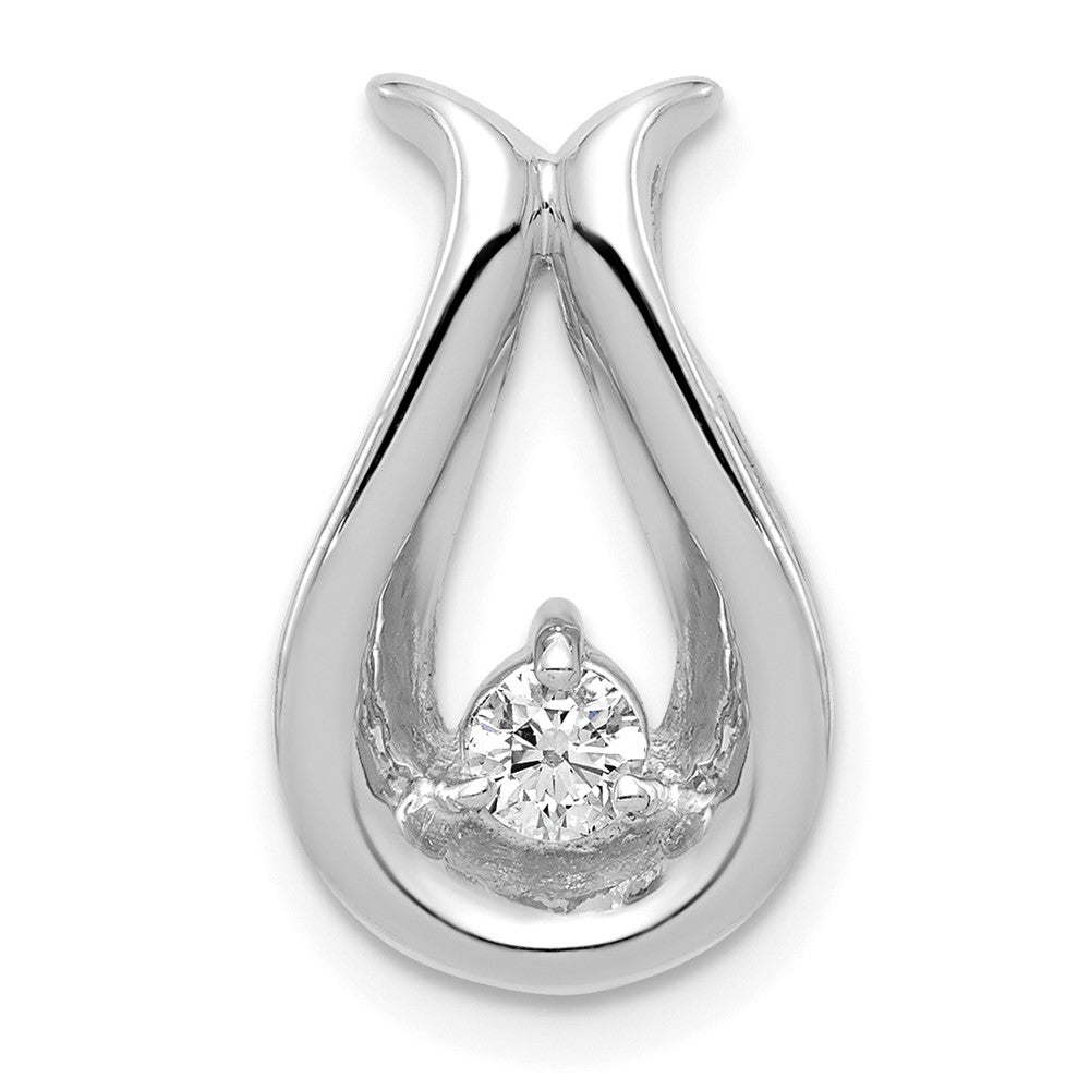 14k White Gold Complete AAA Diamond Teardrop-Shape Chain Slide