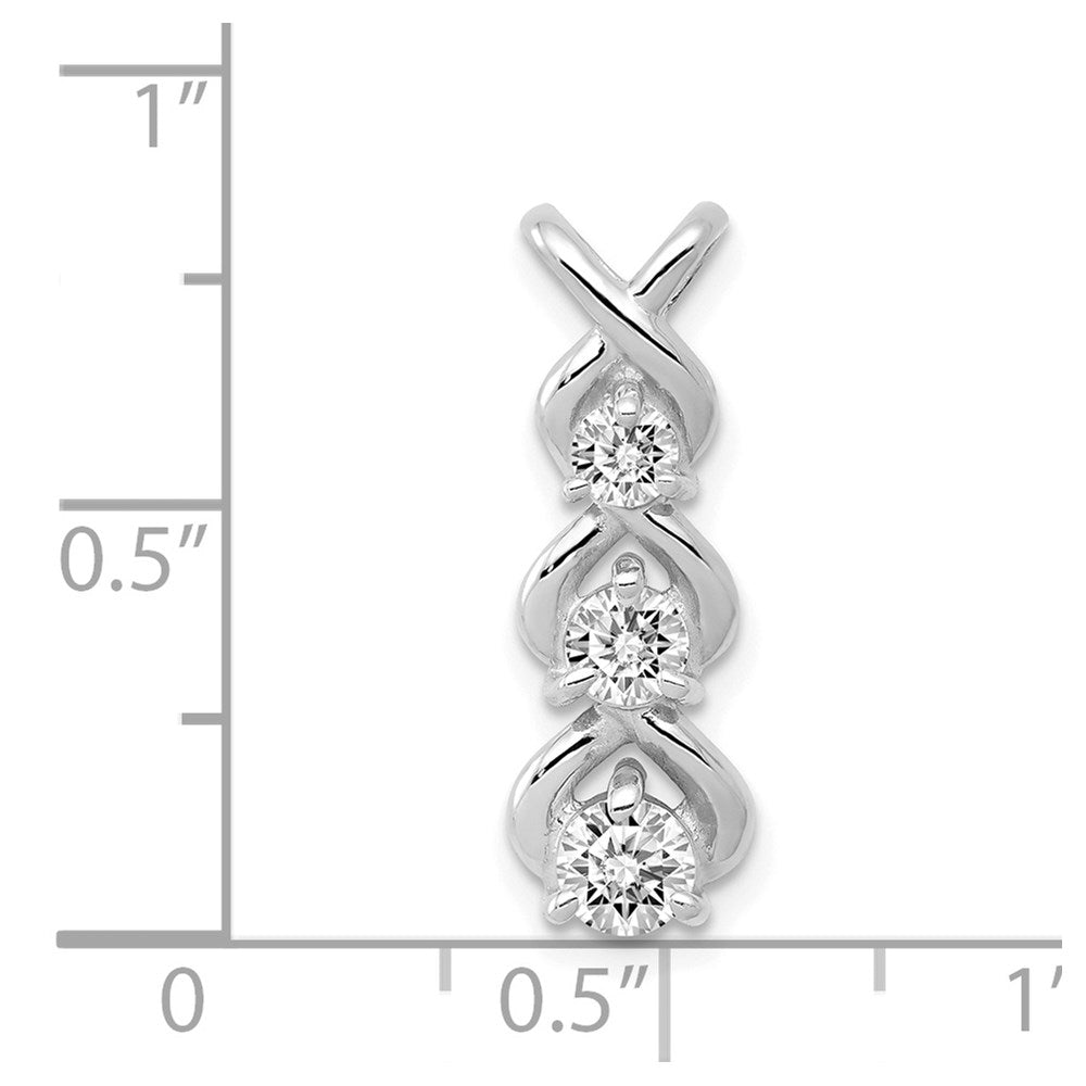 14k White Gold Complete 1/2 carat Three-stone AAA Diamond Criss-Cross Chain Slide