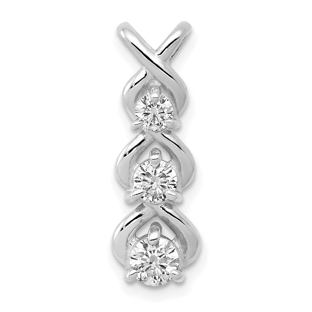 14k White Gold Complete 1/2 carat Three-stone VS Diamond Criss-Cross Chain Slide