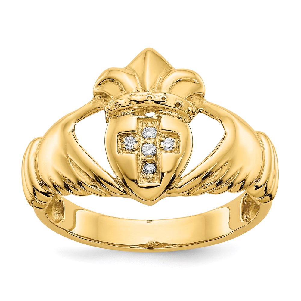 14k AA Diamond claddagh ring