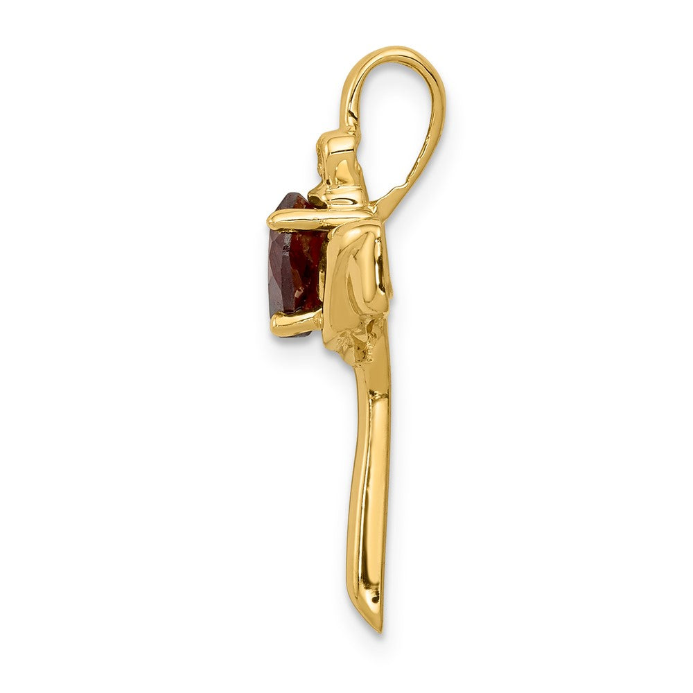 14k Garnet & AA Diamond Claddagh Cross Pendant