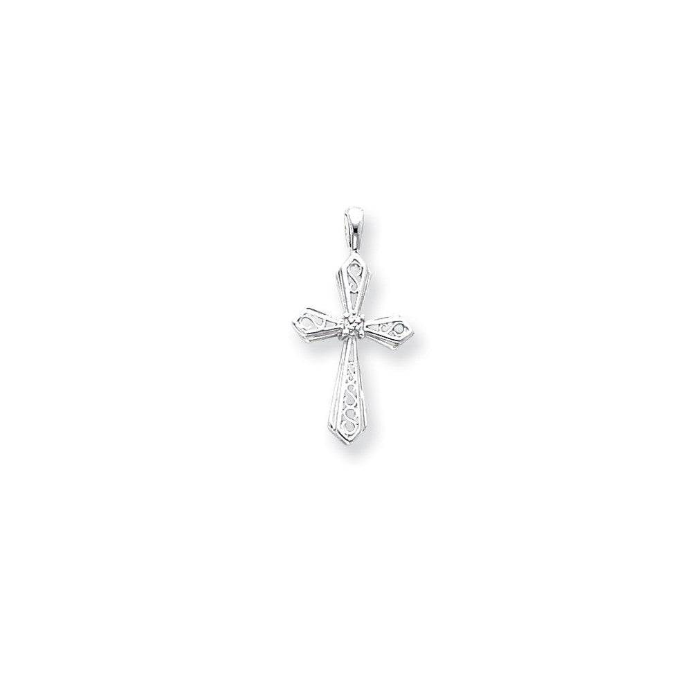 14k White Gold A Diamond cross pendant