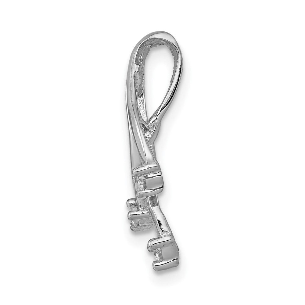 14k White Gold A Diamond 3- Stone Twisted Chain Slide