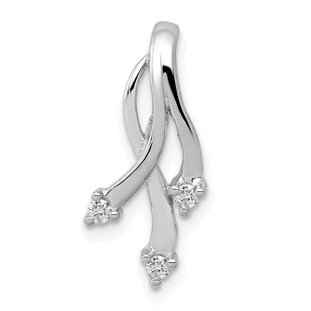 14k White Gold Complete 3- AAA Diamond Twisted Chain Slide