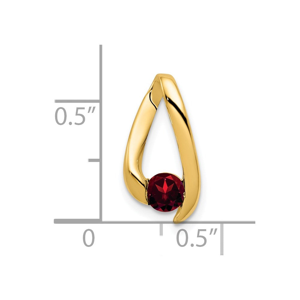 14k Round Garnet Chain Slide