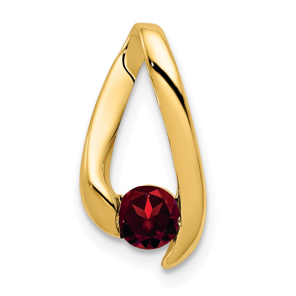 14k Round Garnet Chain Slide