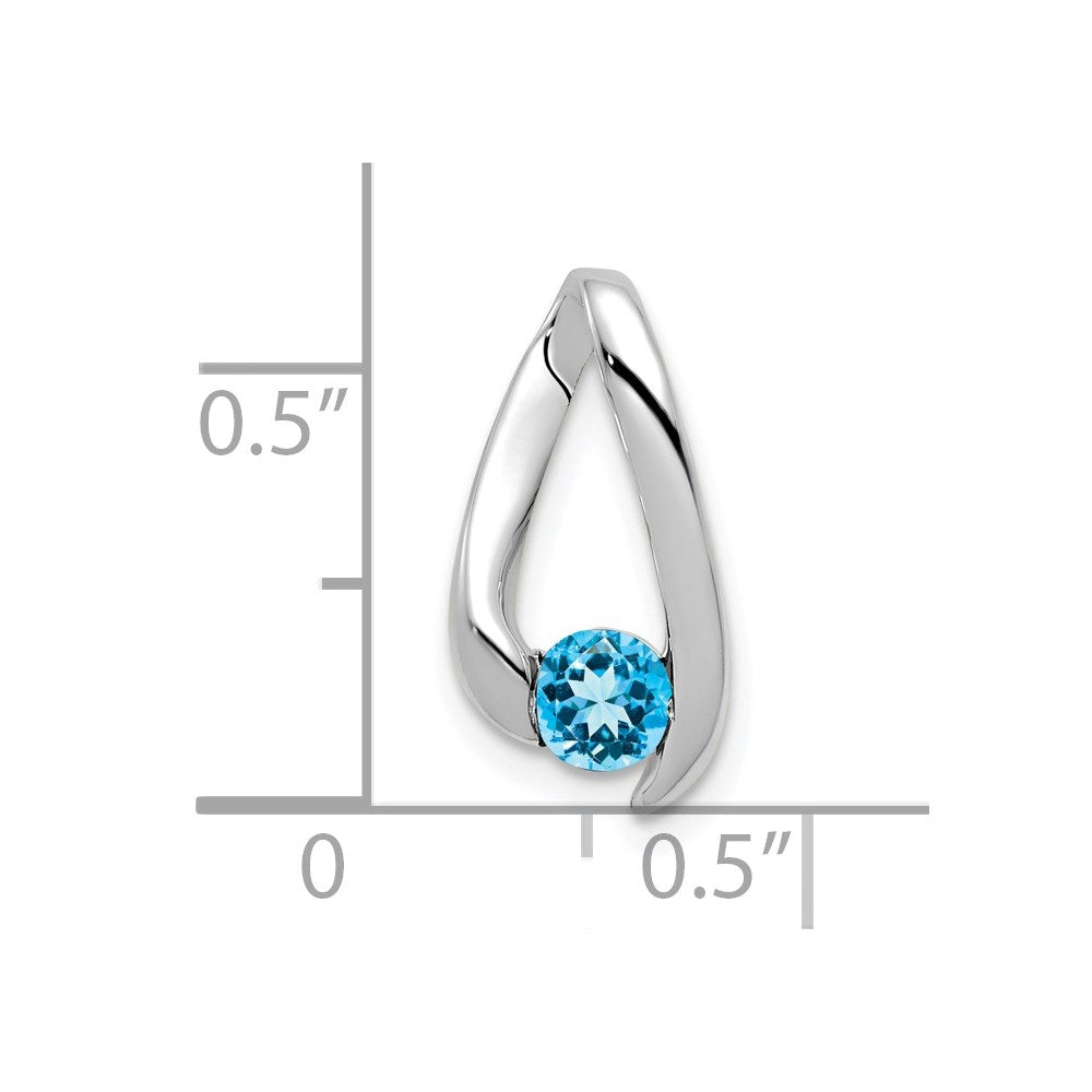 14k White Gold Blue Topaz Pendant