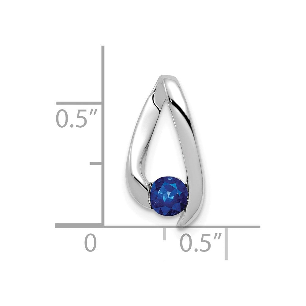 14k White Gold Round Sapphire Chain Slide
