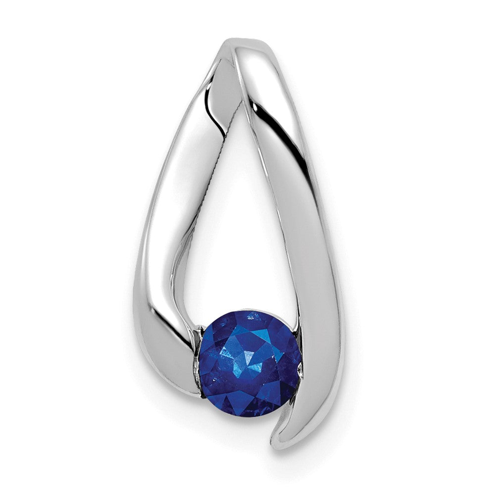 14k White Gold Round Sapphire Chain Slide