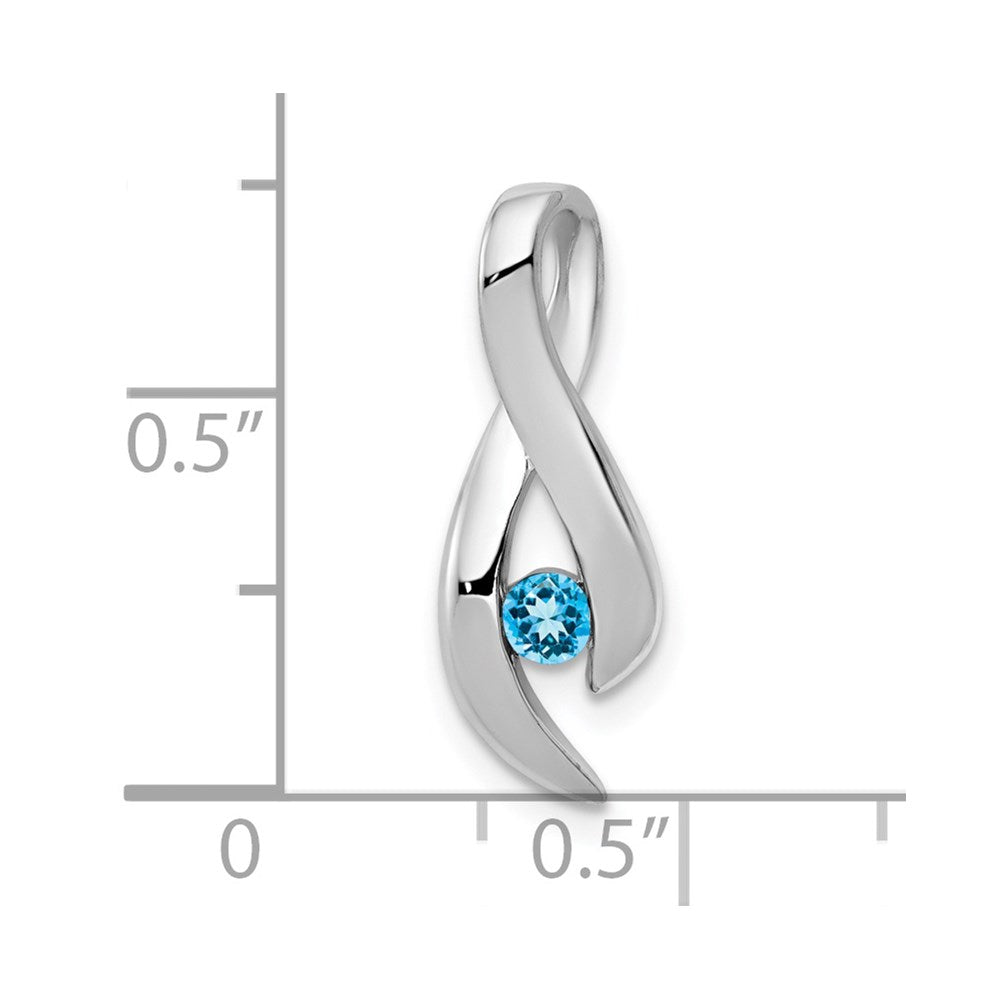 14k White Gold Blue Topaz Ribbon Pendant Fits up to Fancy Omega Only