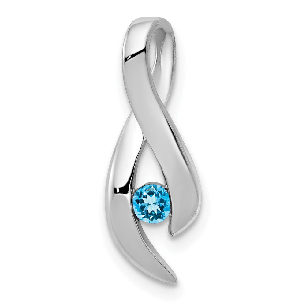 14k White Gold Blue Topaz Ribbon Pendant Fits up to Fancy Omega Only