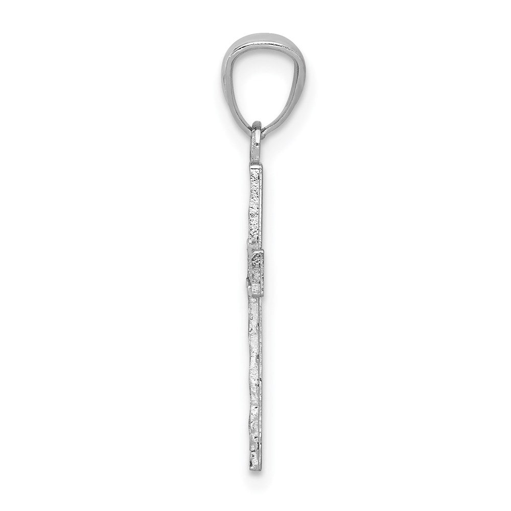 14k White Gold Cross with Hearts Pendant