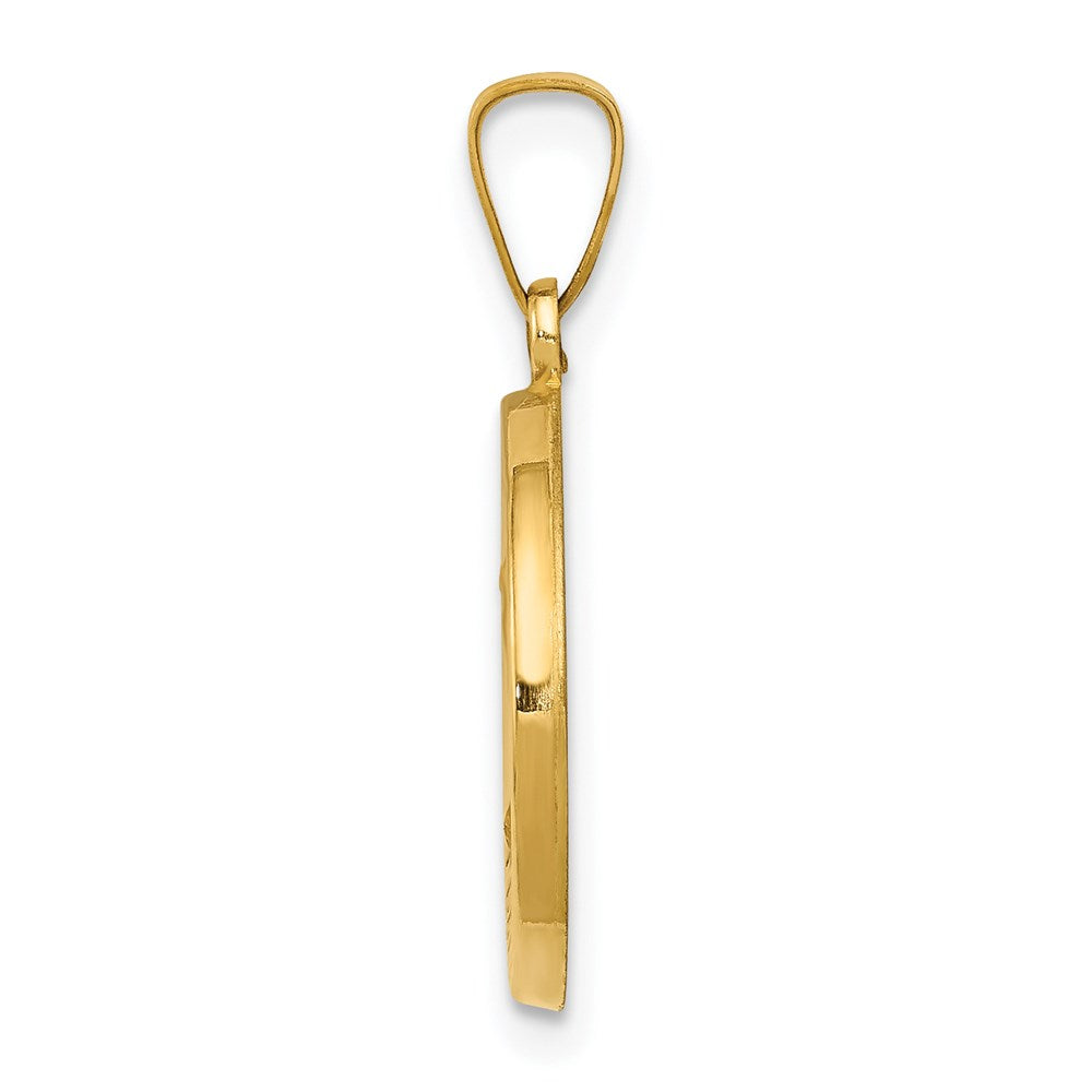 14k Polished and Satin Hollow St. Andrew Medal Pendant