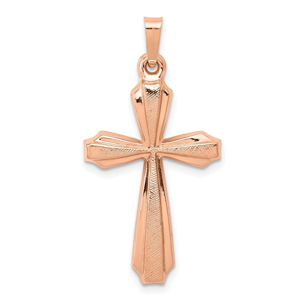 14K Rose Gold Textured And Polished Passion Cross Pendant