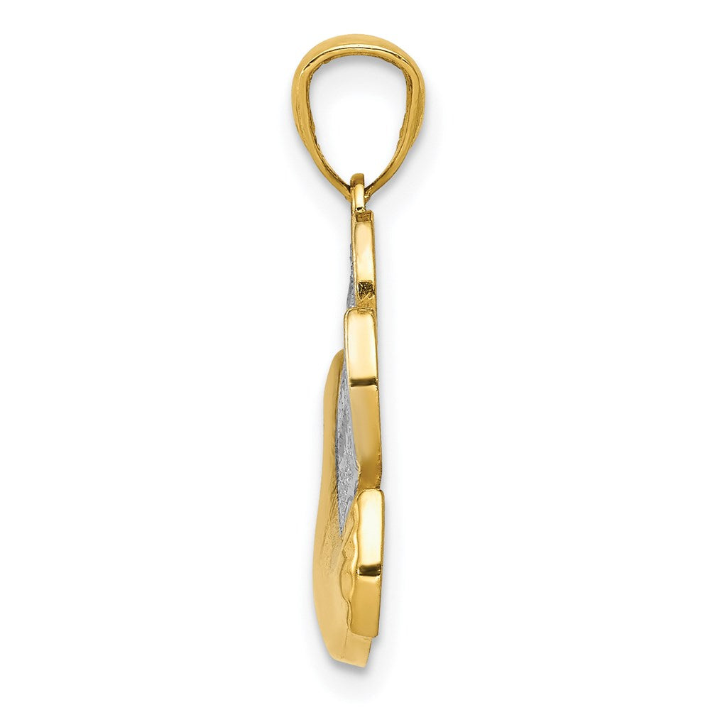 14k and White Rhodium Dove with Olive Brance Pendant