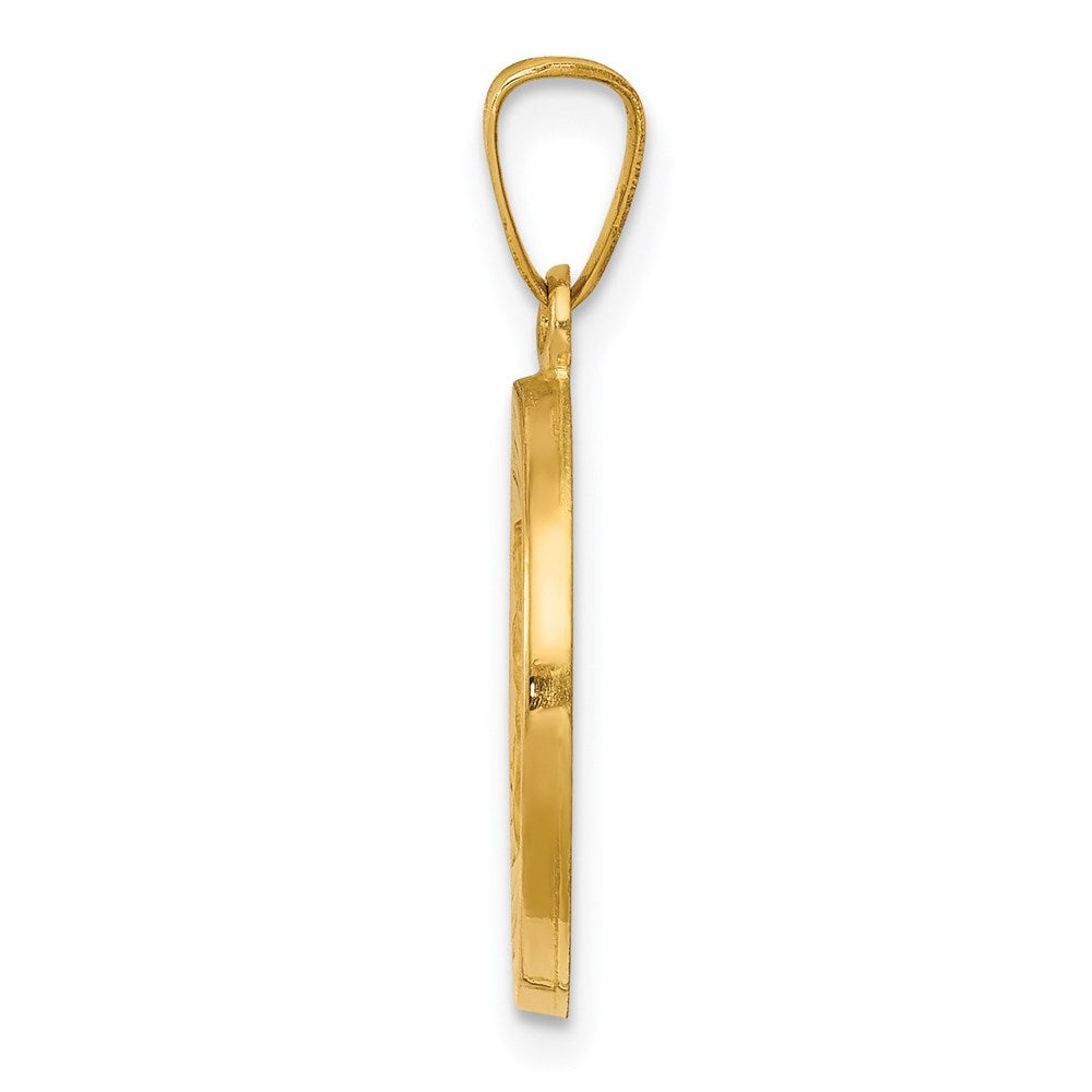 14K Polished Satin Hollow Spanish Divino Nino Round Medal Pendant