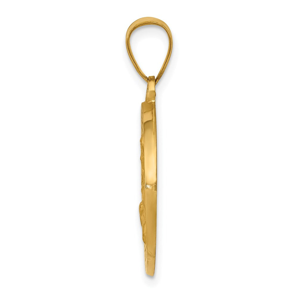14K Polished/Satin St. Cecilia Hollow Medal Pendant