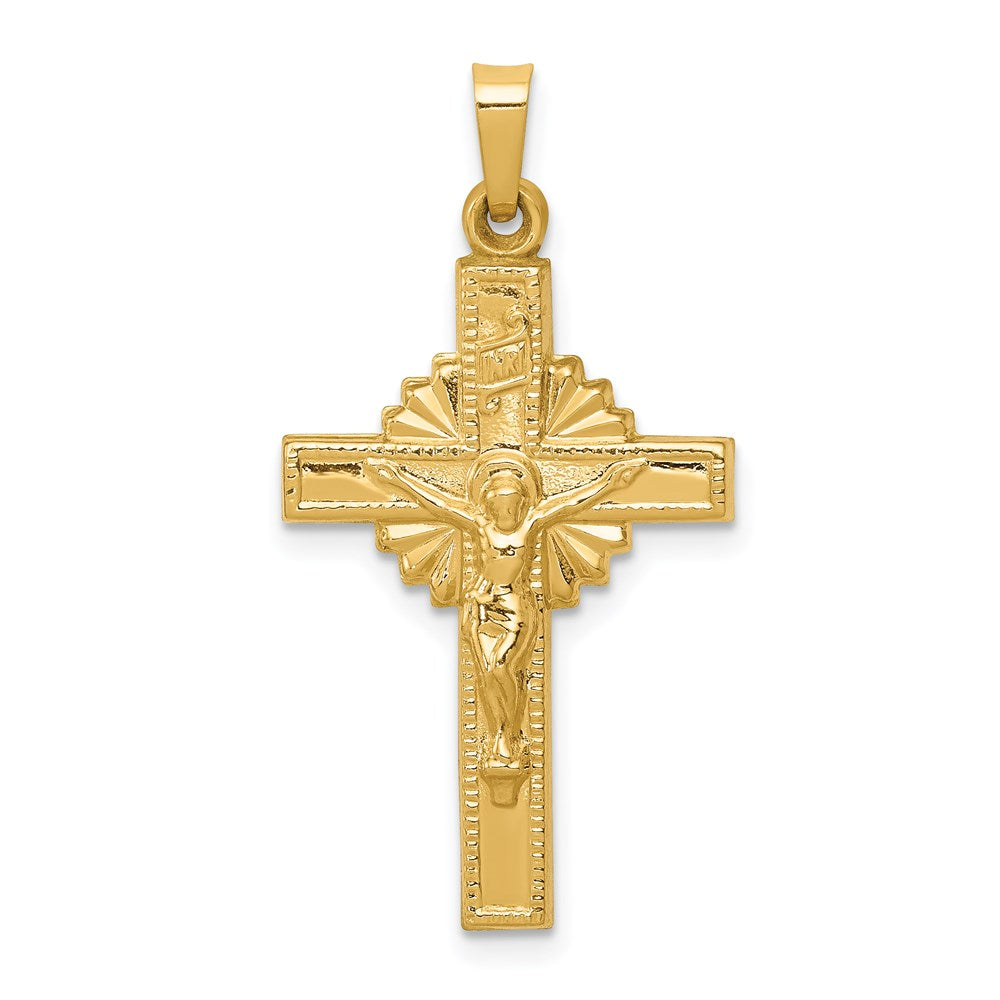 14k INRI Hollow Iona Crucifix Pendant