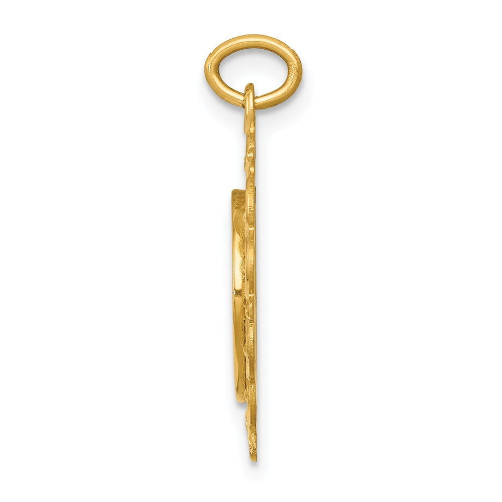 14k Polished and Satin Solid FIRST HOLY COMMUNION Medal Scalloped Edge Charm
