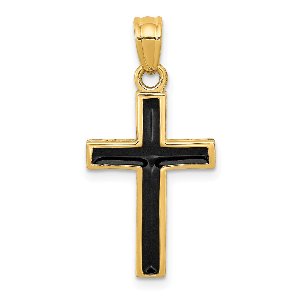 14k Black Epoxy Latin Cross Pendant