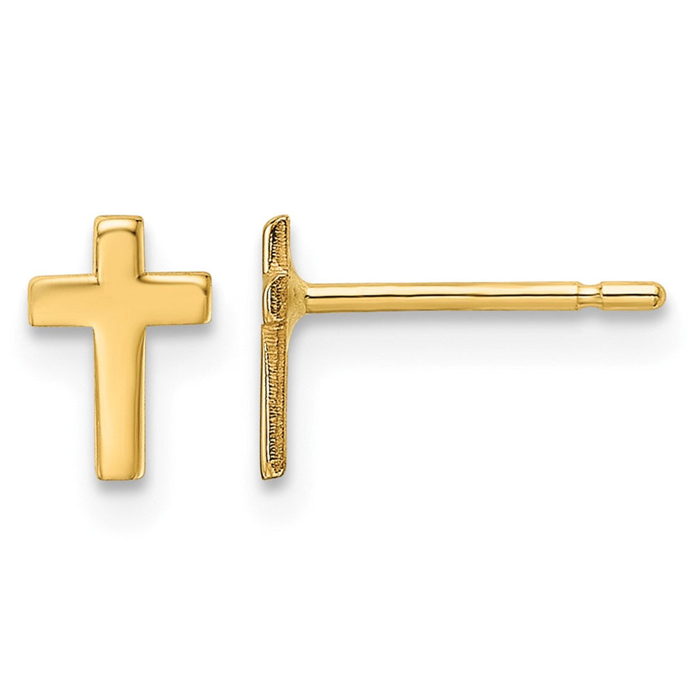 14k Polished Mini Cross Post Earrings