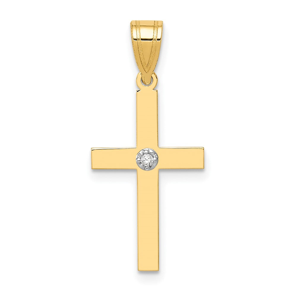 14k Polished .01 carat Diamond Cross Pendant