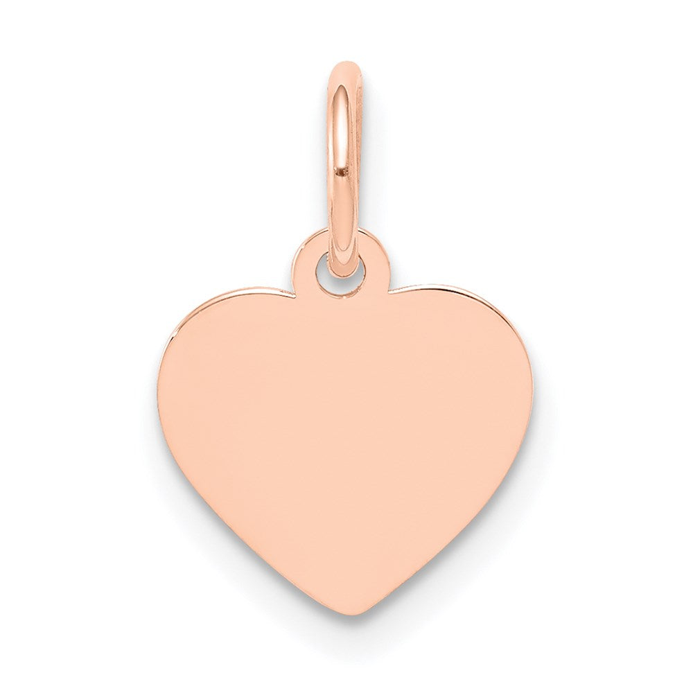 14k Rose Gold Plain .018 Gauge Engraveable Heart 11x Disc Charm