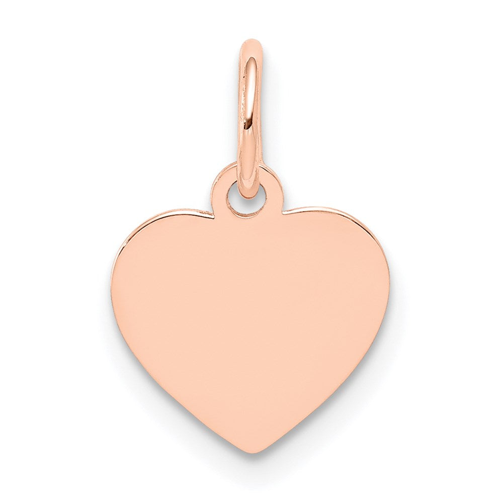 14k Rose Gold Plain .018 Gauge Engraveable Heart 12x Disc Charm
