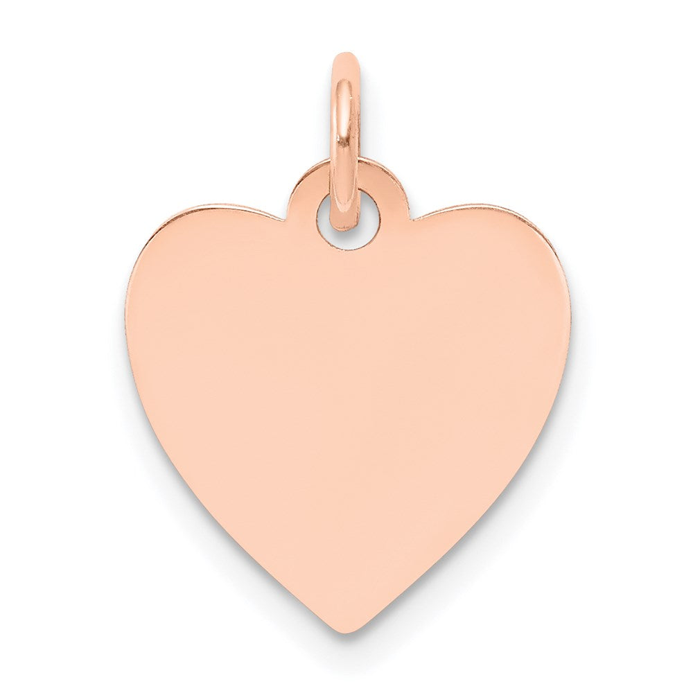 14k Rose Gold Plain .018 Gauge Engraveable Heart 15x Disc Charm