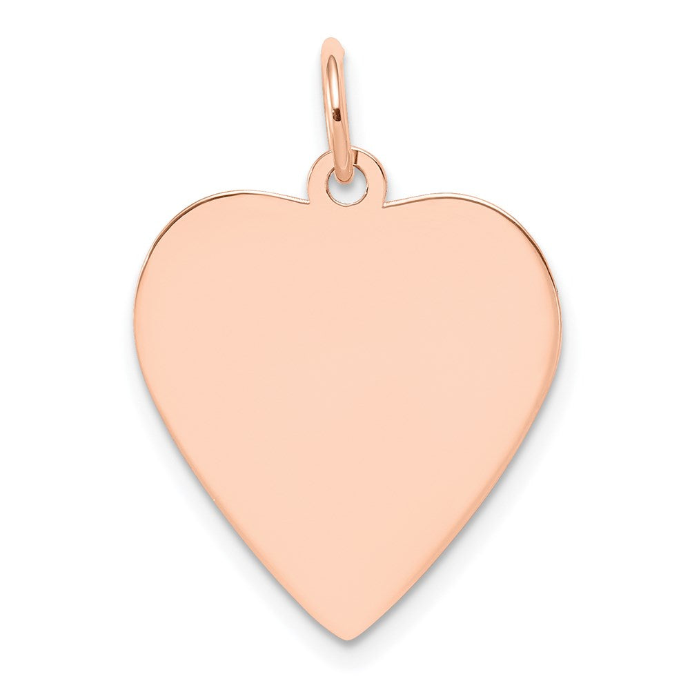 14k Rose Gold Plain .018 Gauge Engraveable Heart 21x Disc Charm