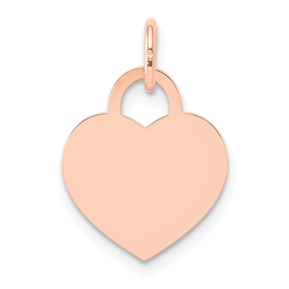14k Rose Gold Plain .013 Gauge Medium Engraveable Heart 19x Disc Charm