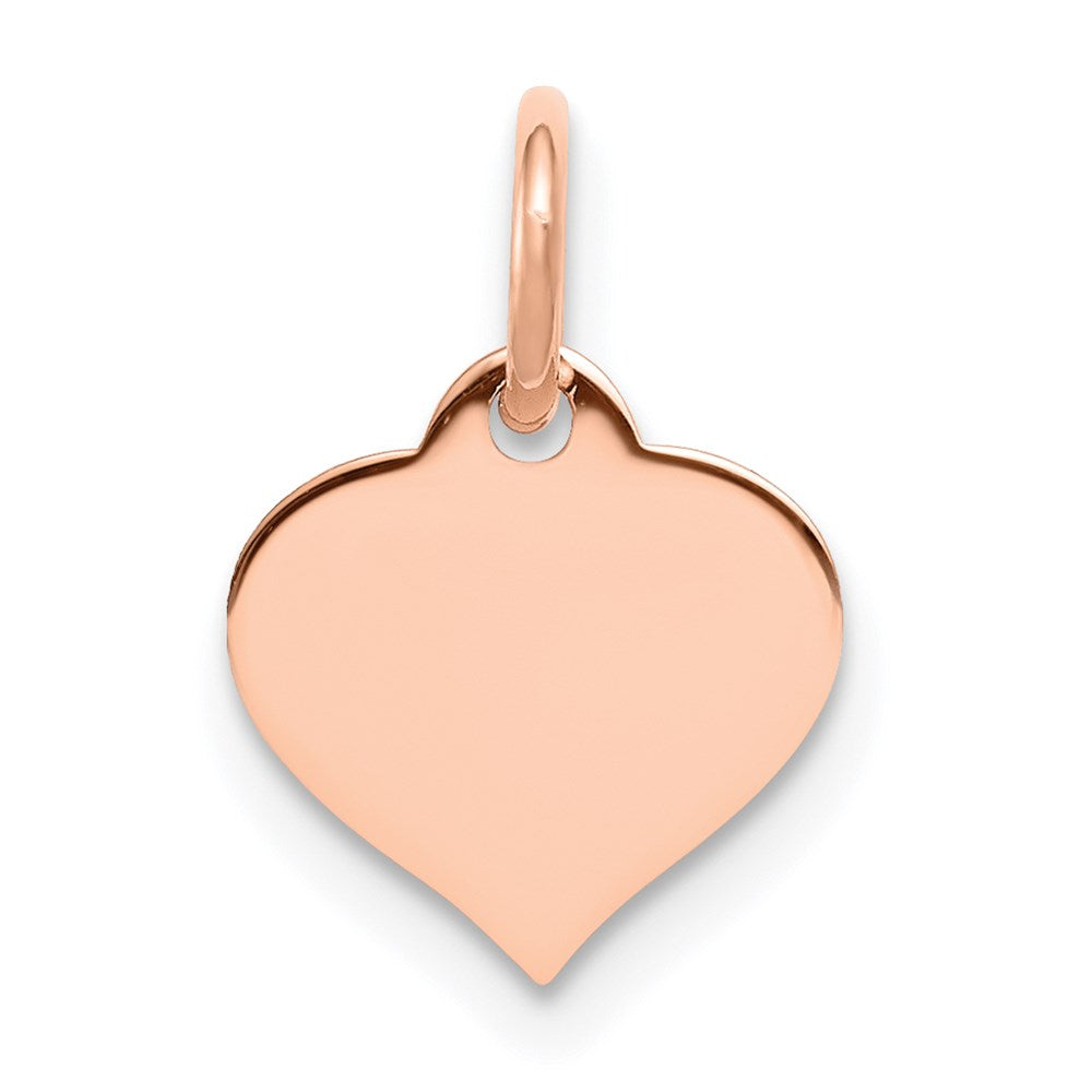 14k Rose Gold Plain .011 Gauge Engravable Heart Disc Charm