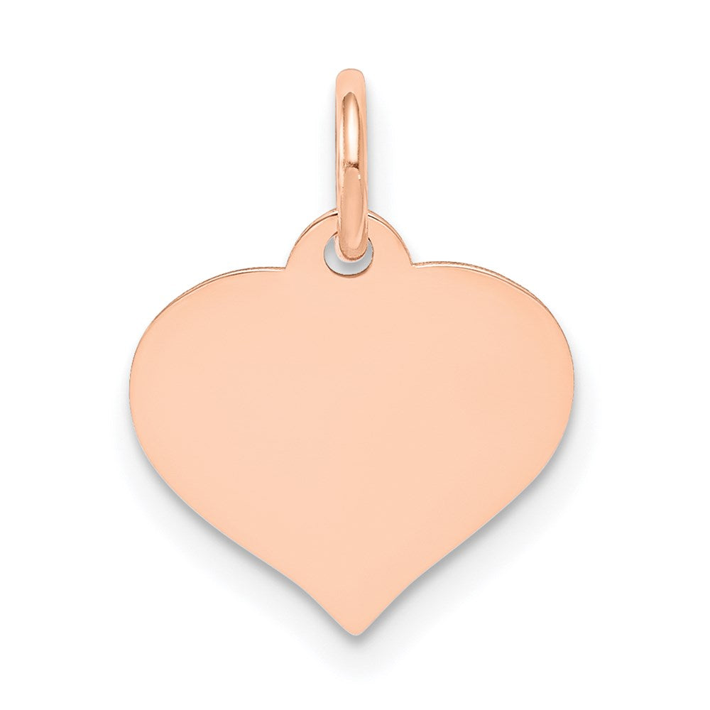 14k Rose Gold Plain .013 Gauge Engravable Heart 14x Disc Charm