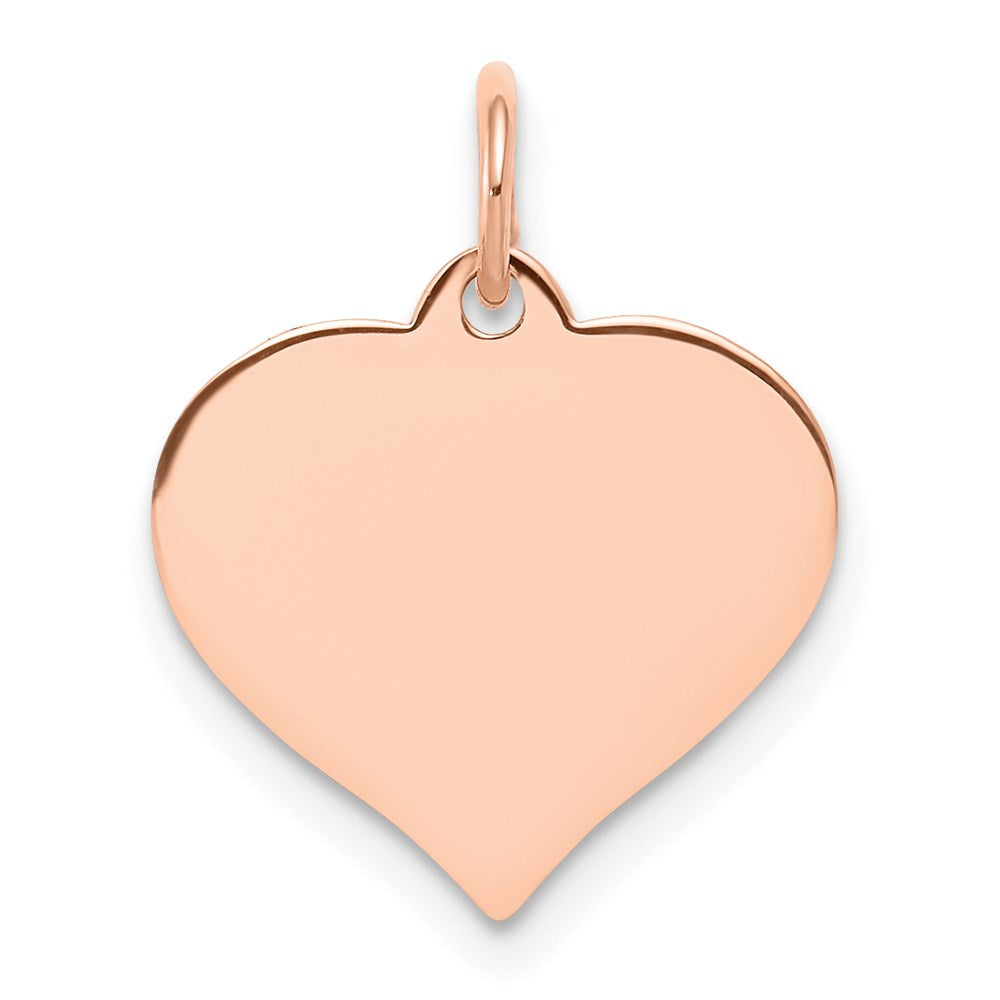 14k Rose Gold Plain .018 Gauge Engravable Heart 15x Disc Charm