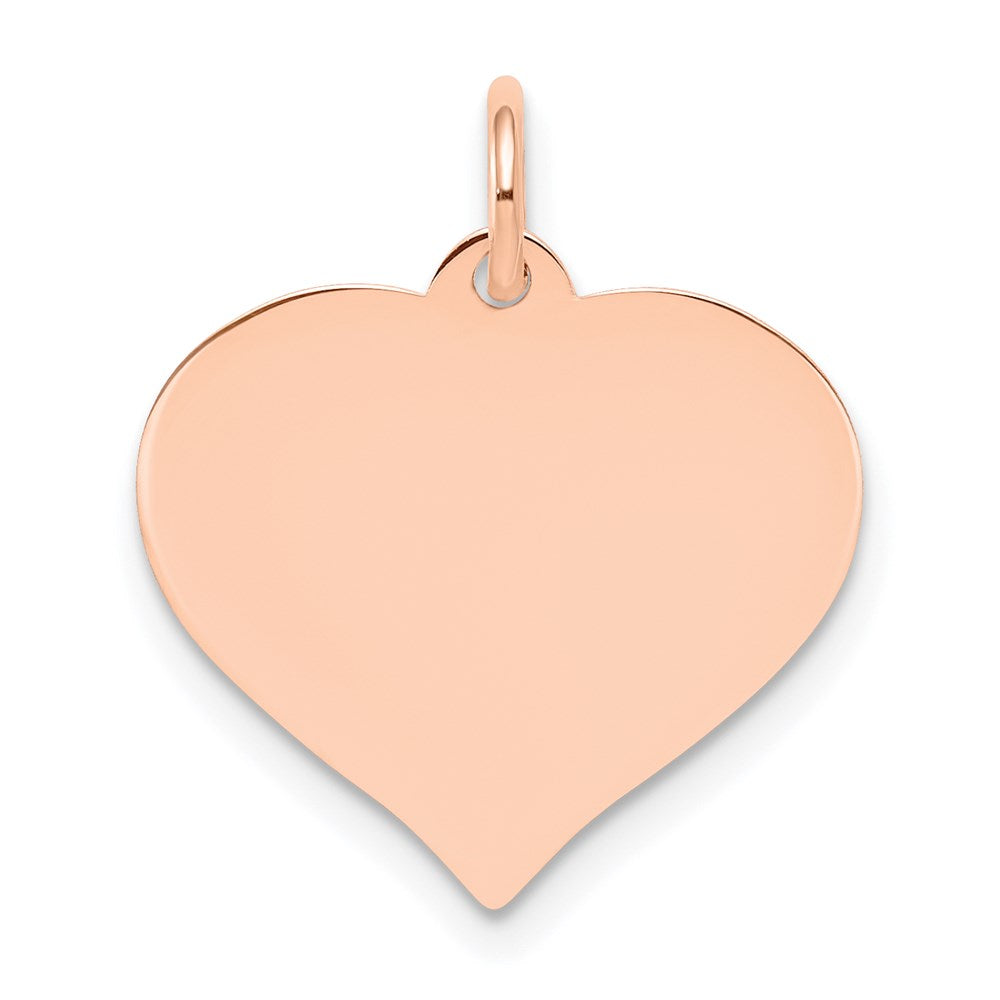14k Rose Gold Plain .027 Gauge Engravable Heart 16x Disc Charm