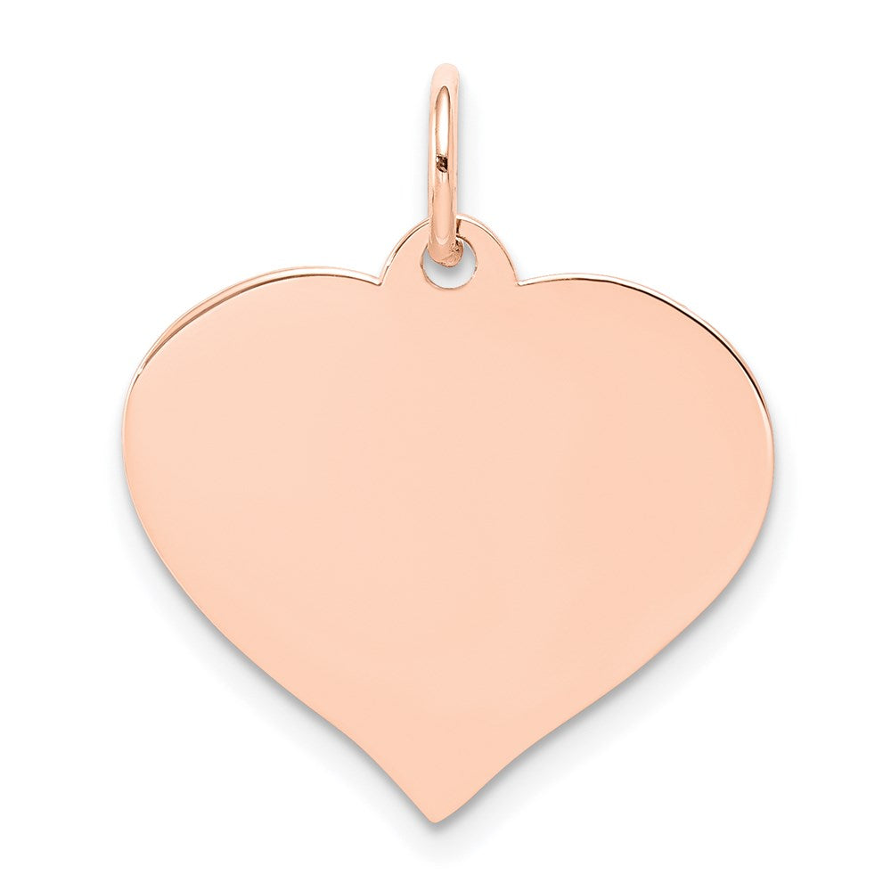 14k Rose Gold Plain .013 Gauge Engravable Heart 19x Disc Charm