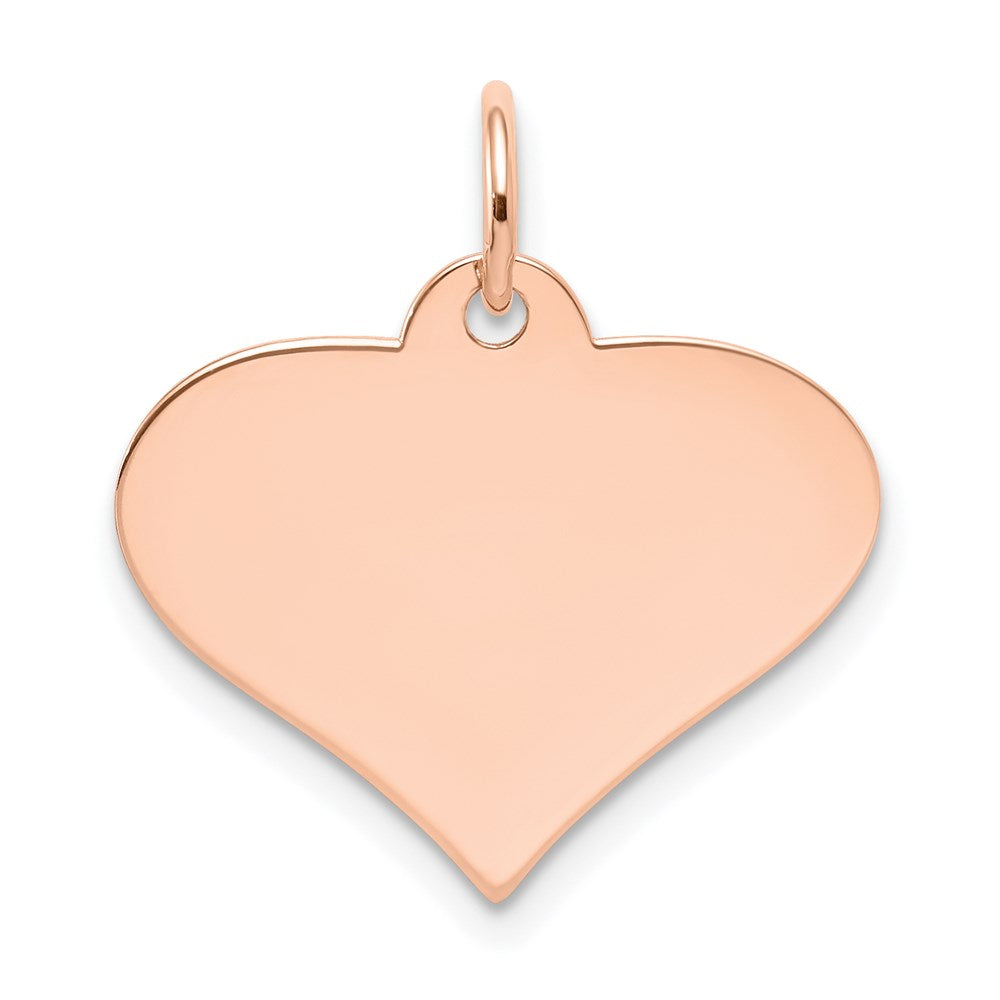 14k Rose Gold Plain .018 Gauge Engraveable Heart 18x Disc Charm