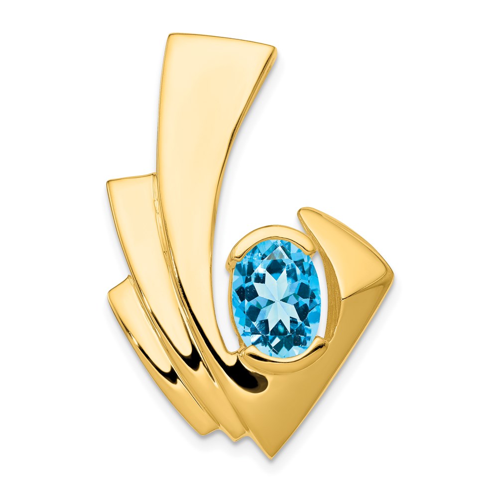 14k 9x Oval Blue Topaz Slide