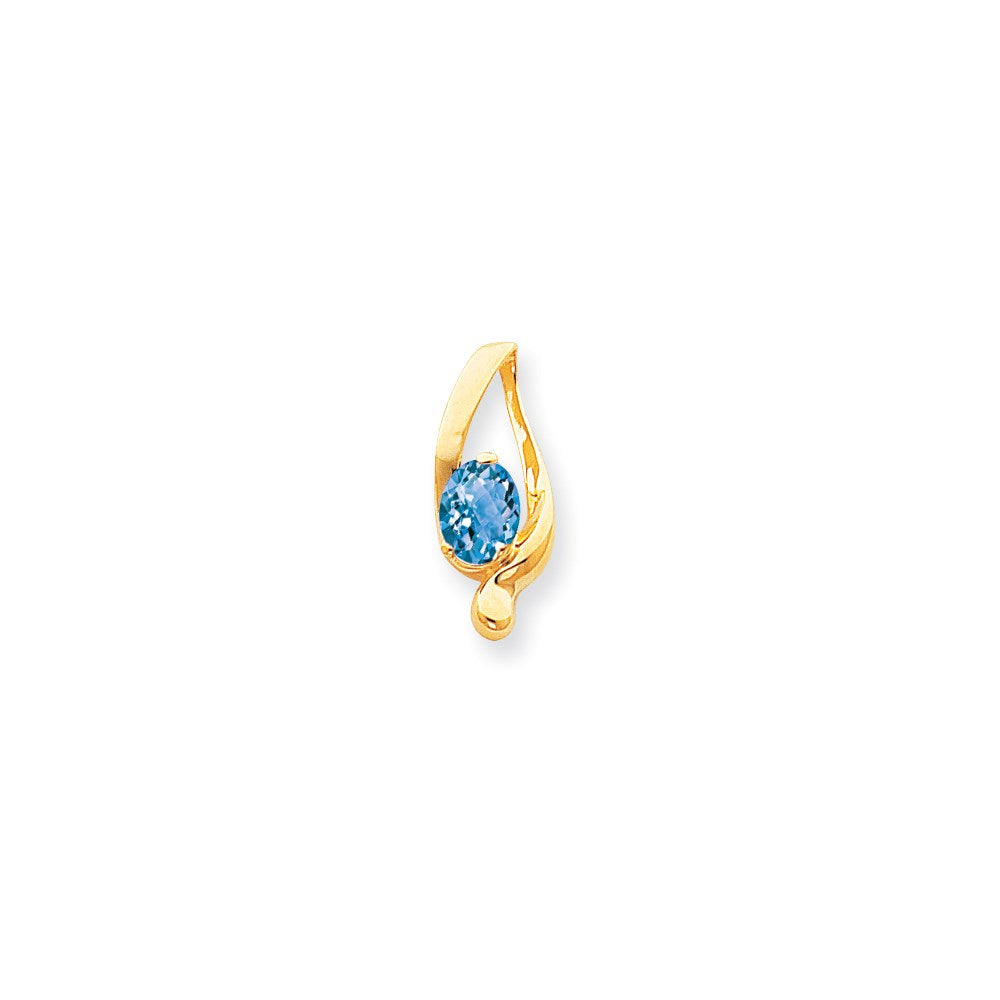 14k 8x Oval Blue Topaz Checker slide