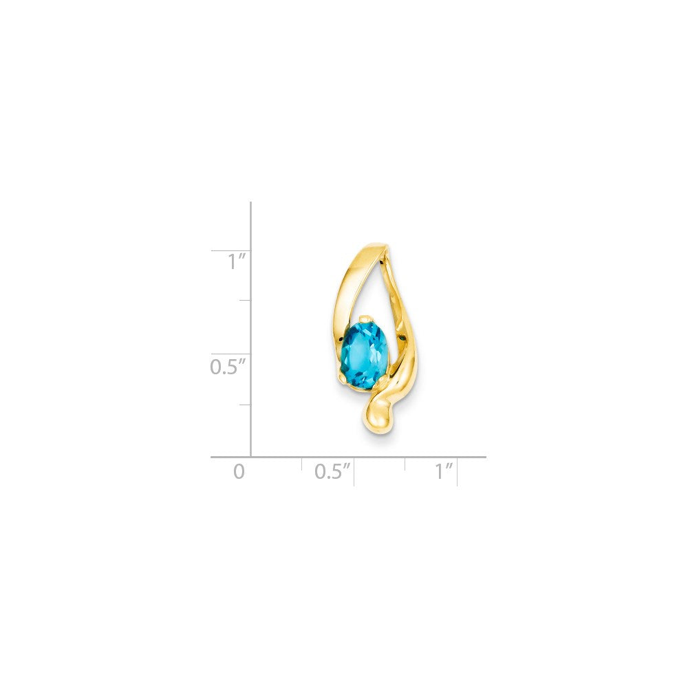14k 8x Oval Blue Topaz slide
