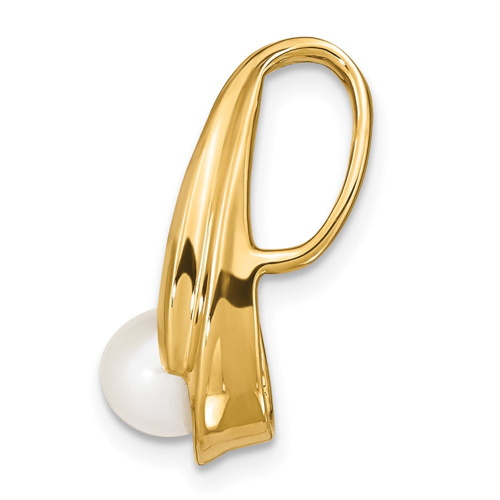 14k 6- Near Round White Freshwater Cultured Pearl Slide Fits up to Regular/ Fancy or Reversible Omega