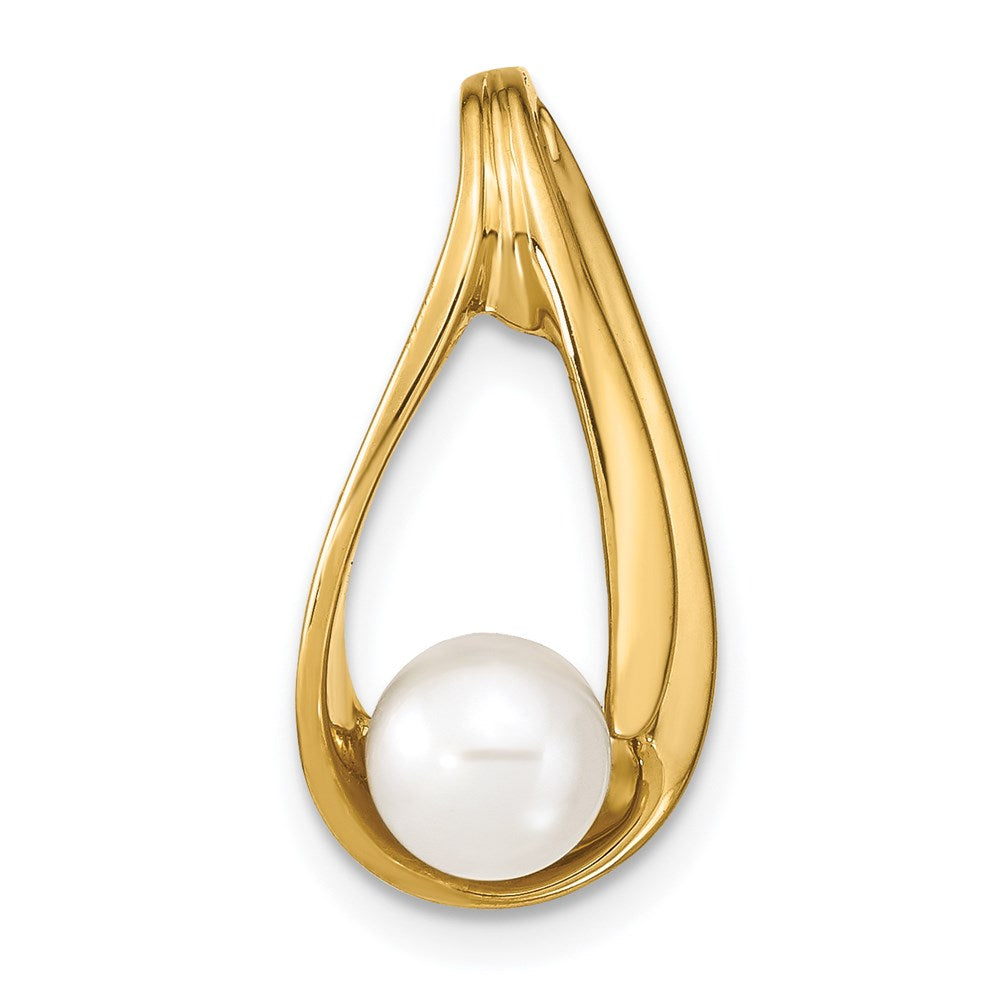 14k 6- Near Round White Freshwater Cultured Pearl Slide Fits up to Regular/ Fancy or Reversible Omega