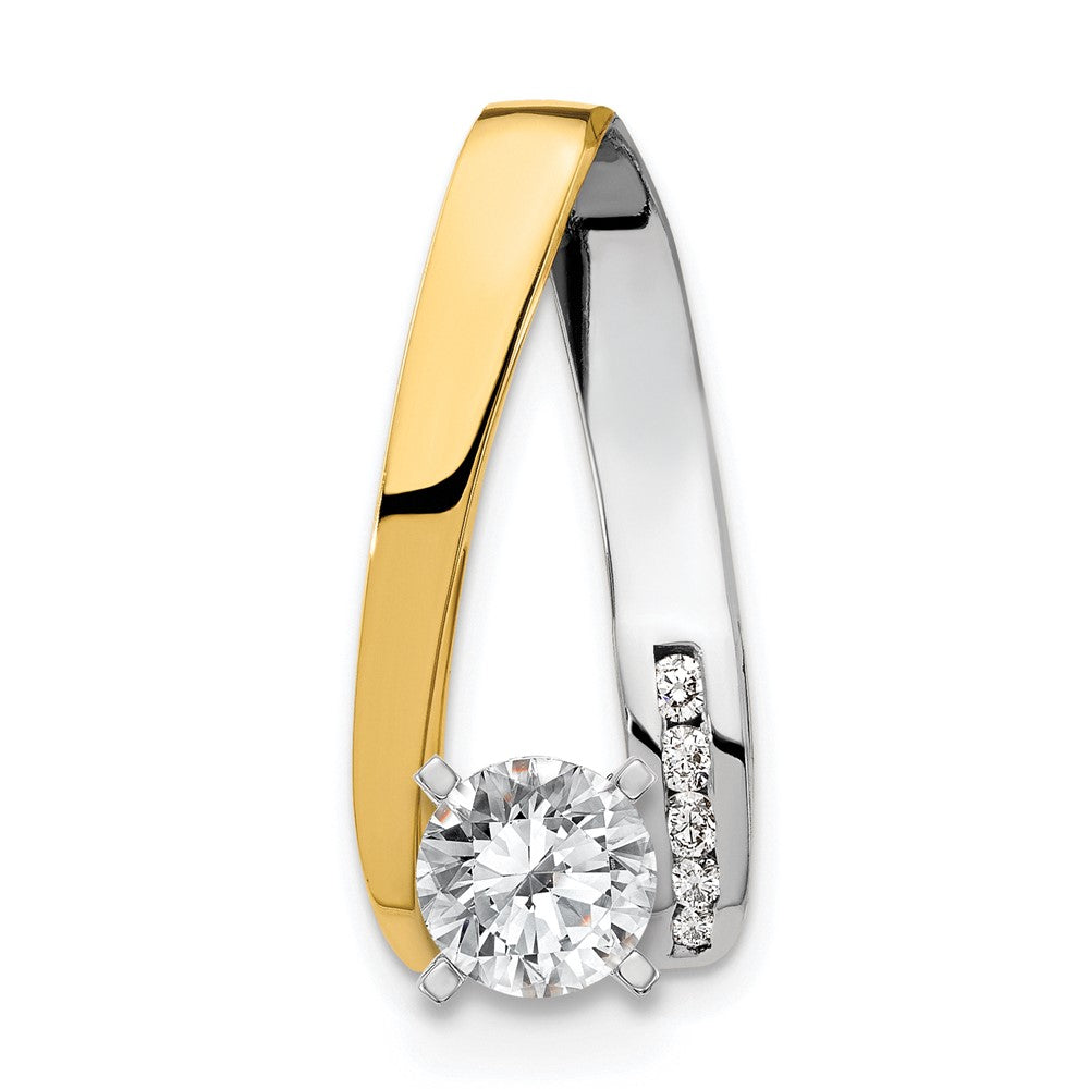 14k Two-tone Peg-Set A Diamond Semi-Mount Slide Fits up to Regular/ Fancy or Reversible Omega