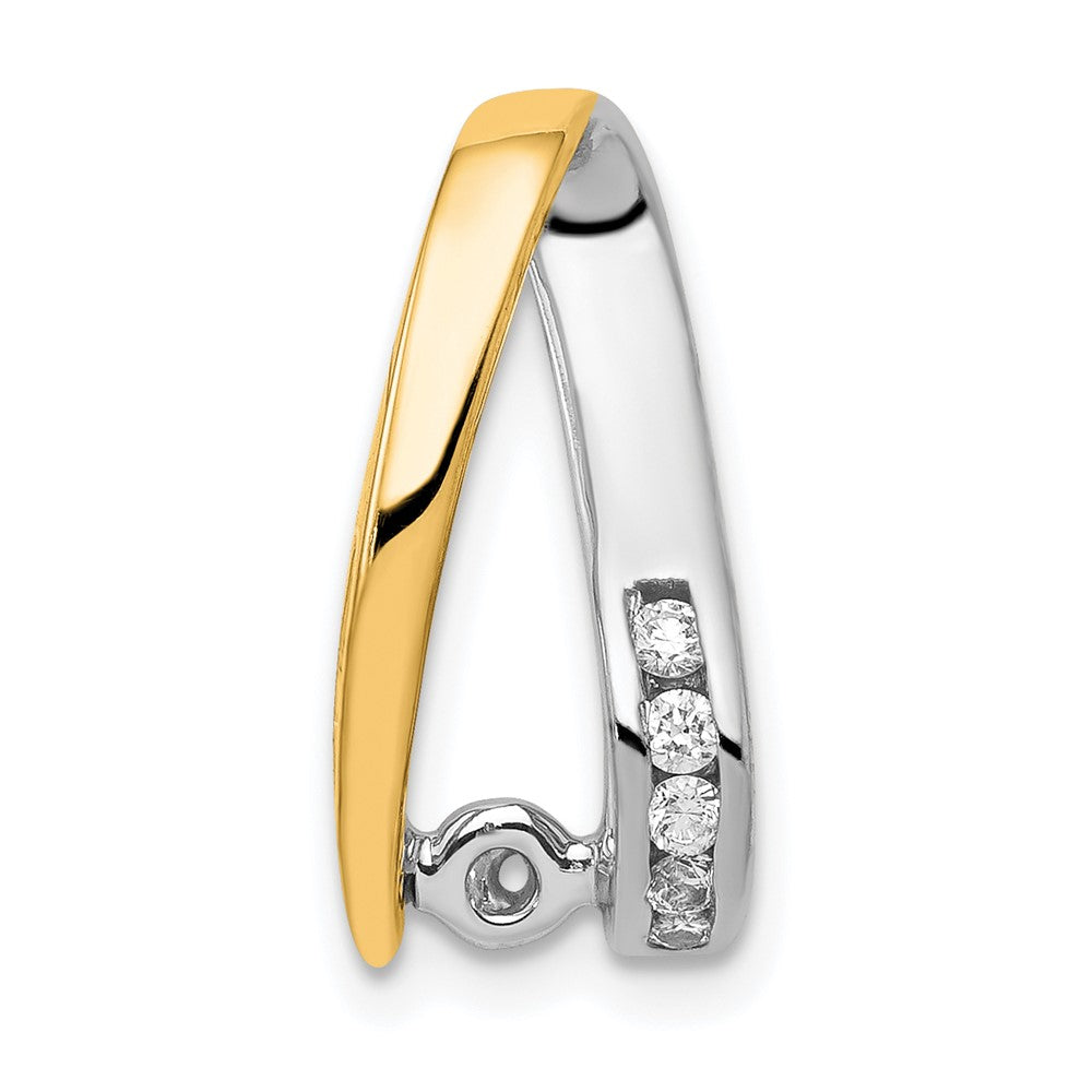 14k Two-tone Peg-Set VS Diamond Semi-Mount Slide Fits up to Regular/ Fancy or Reversible Omega