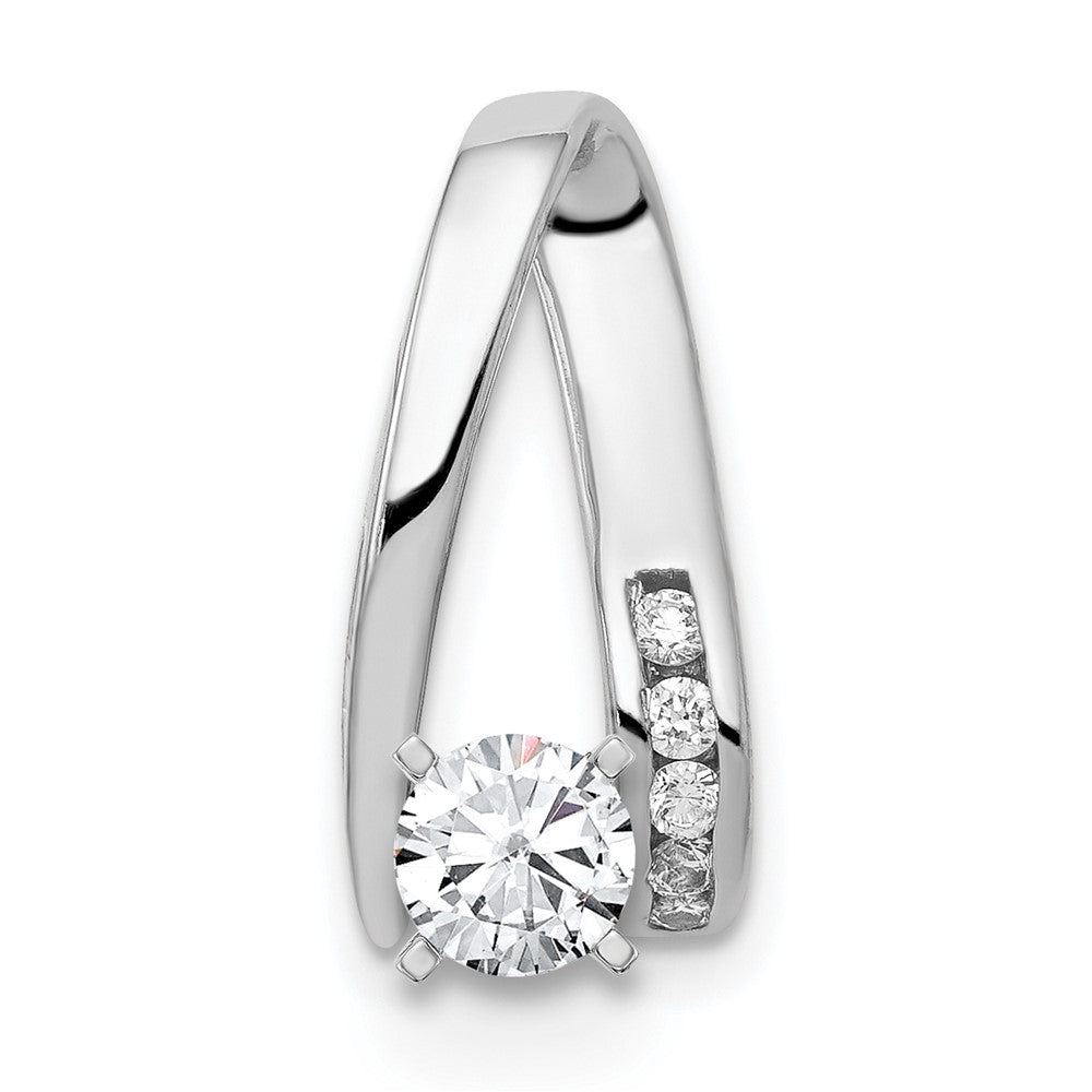 14k White Gold Peg-Set AA Diamond Semi-Mount Slide Fits up to Regular/ Fancy or Reversible Omega