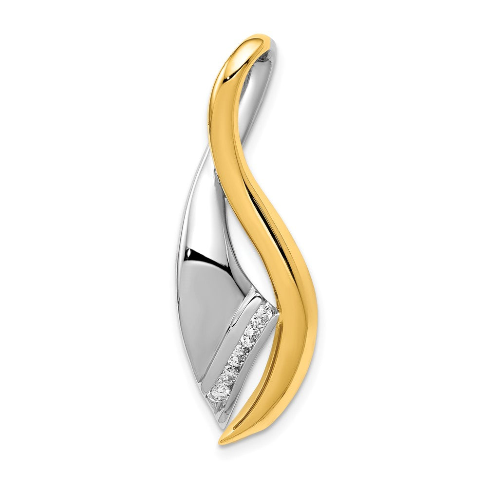 14k Two-Tone A Diamond Twisted Ribbon Slide