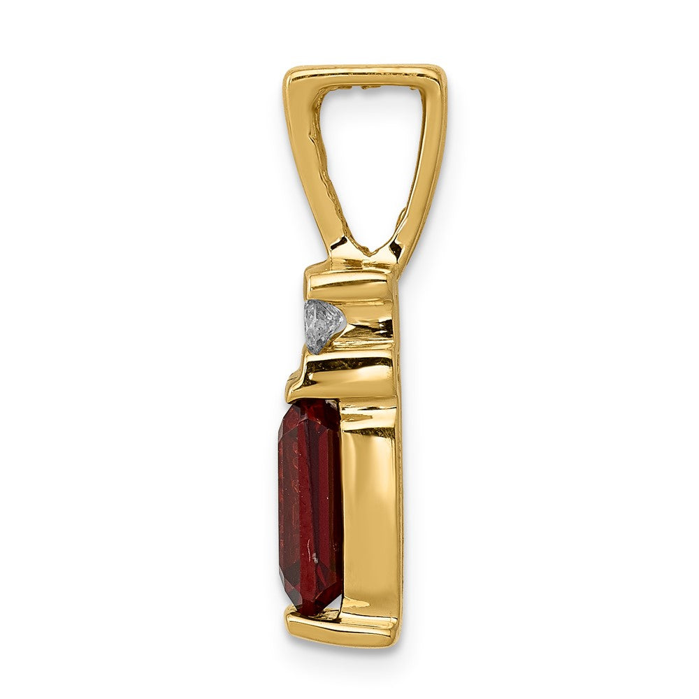 14k 8x Emerald-cut Garnet and AA Diamond Slide Fits up to Regular/ Fancy or Reversible Omega